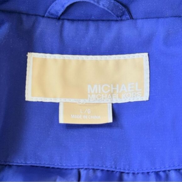 Michael Kors Womens Jacket Trench Coat Rain Windbreaker Casual Blue Large L - Picture 2 of 4